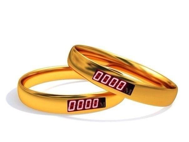 Обручальные кольца,показывающие расстояние между половинками